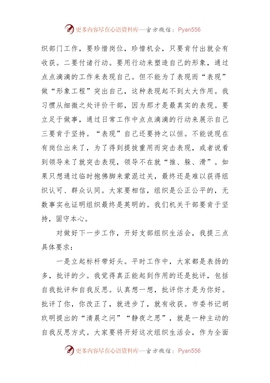 XX领导在市组织部机关支部组织生活会讲话.docx_第2页