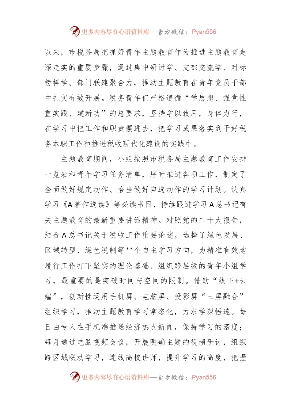 XX市税务局关于机关青年干部主题教育开展情况的汇报.docx_第2页