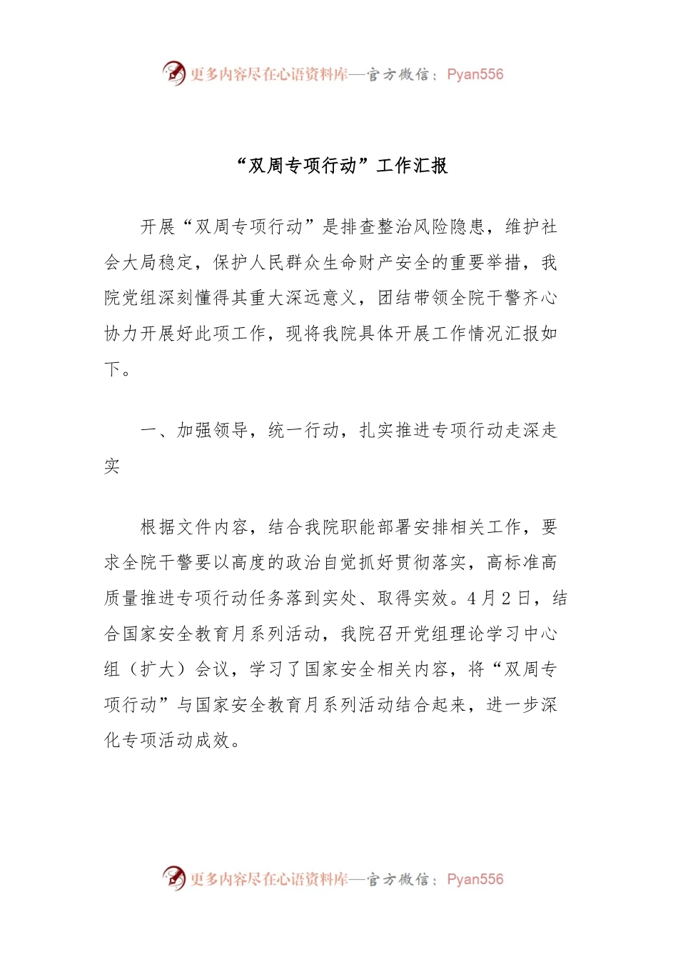 “双周专项行动”工作汇报.docx_第1页