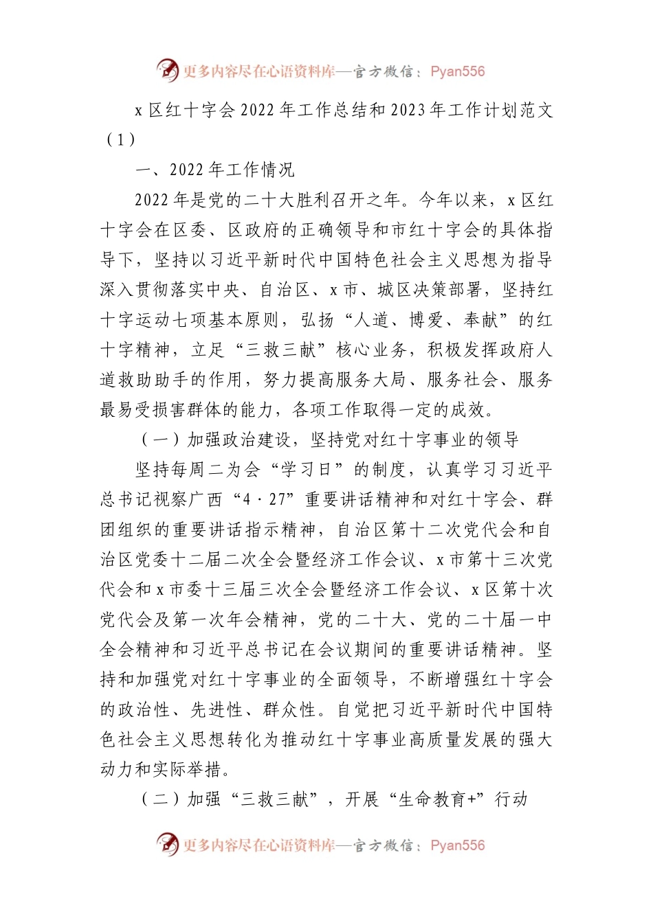 x区红十字会2022年工作总结和2023年工作计划2篇.docx_第1页