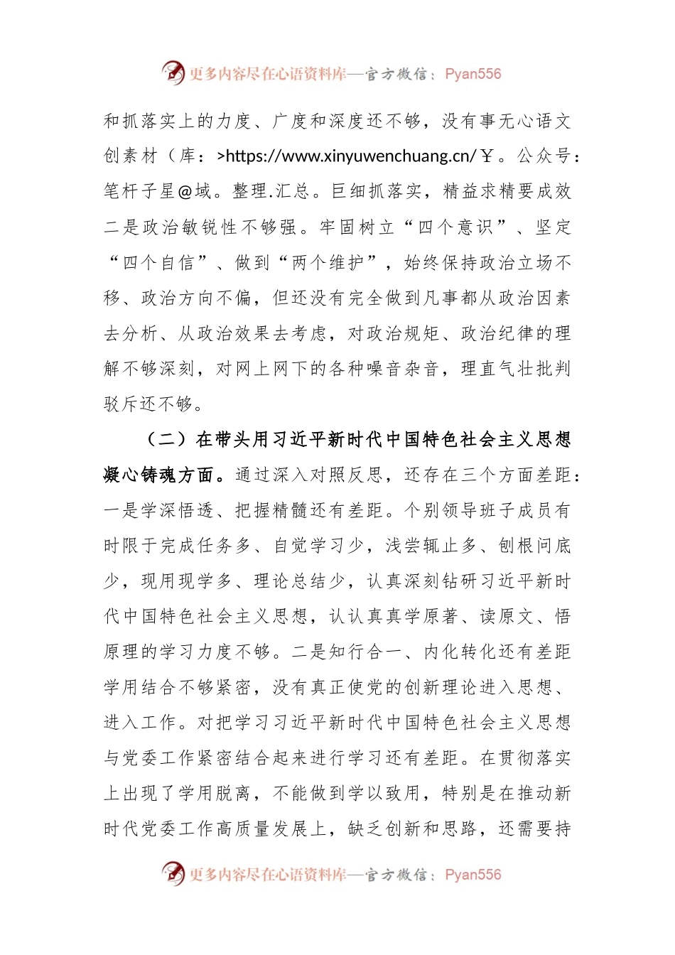 X乡镇领导班子2022年度民主生活会对照检查材料.docx_第2页