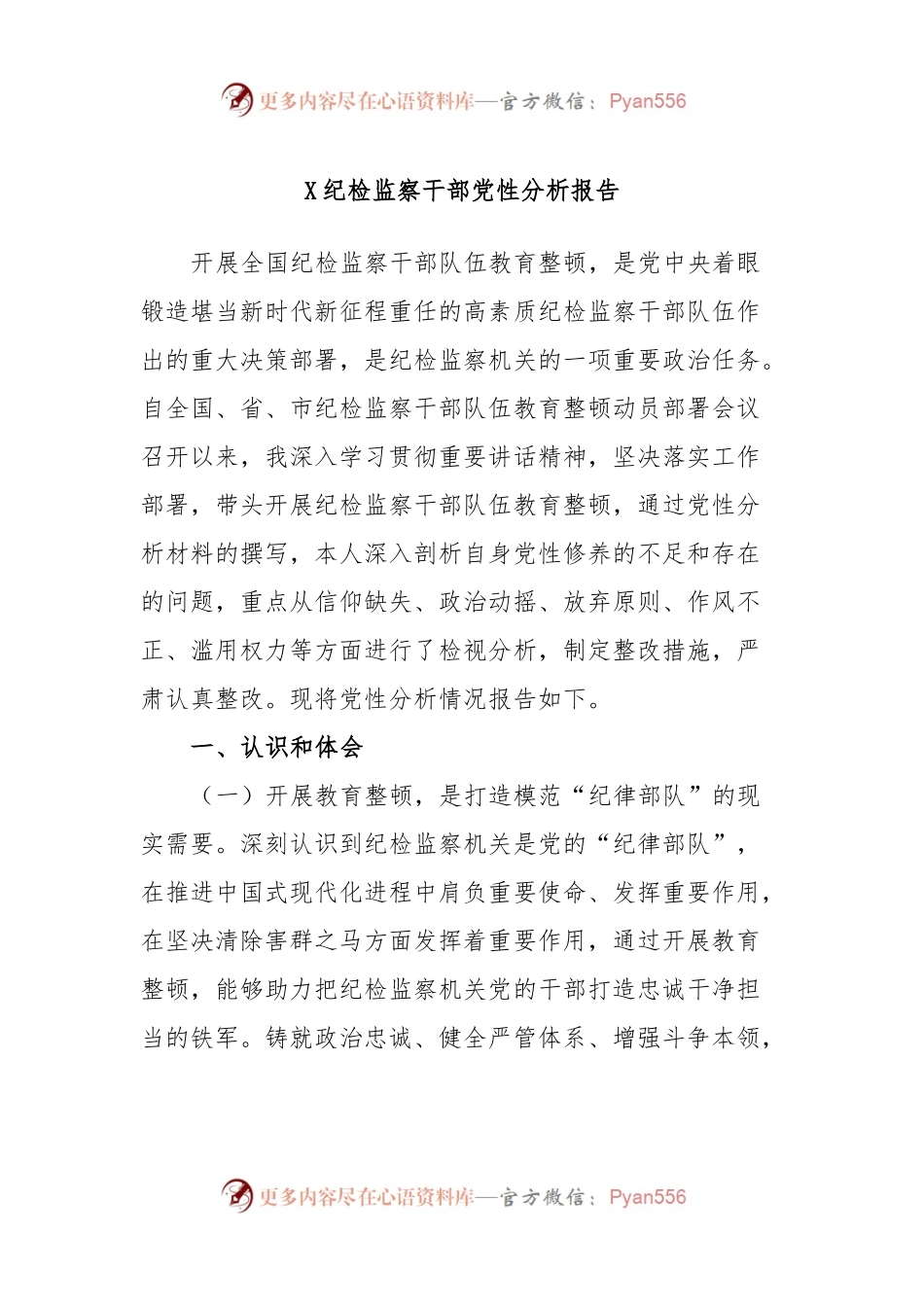 X纪检监察干部党性分析报告.docx_第1页