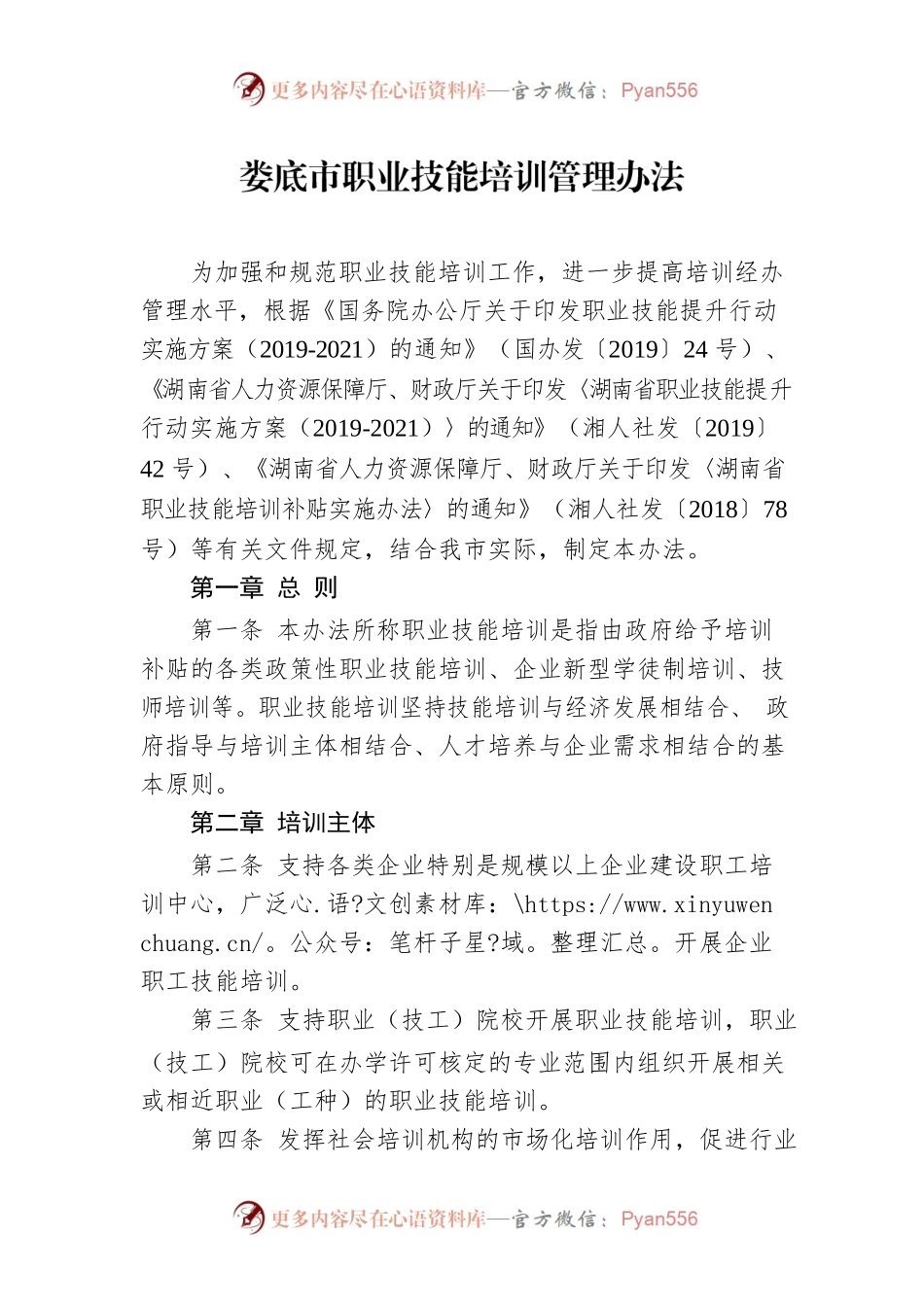 XX市职业技能培训管理办法.docx_第1页