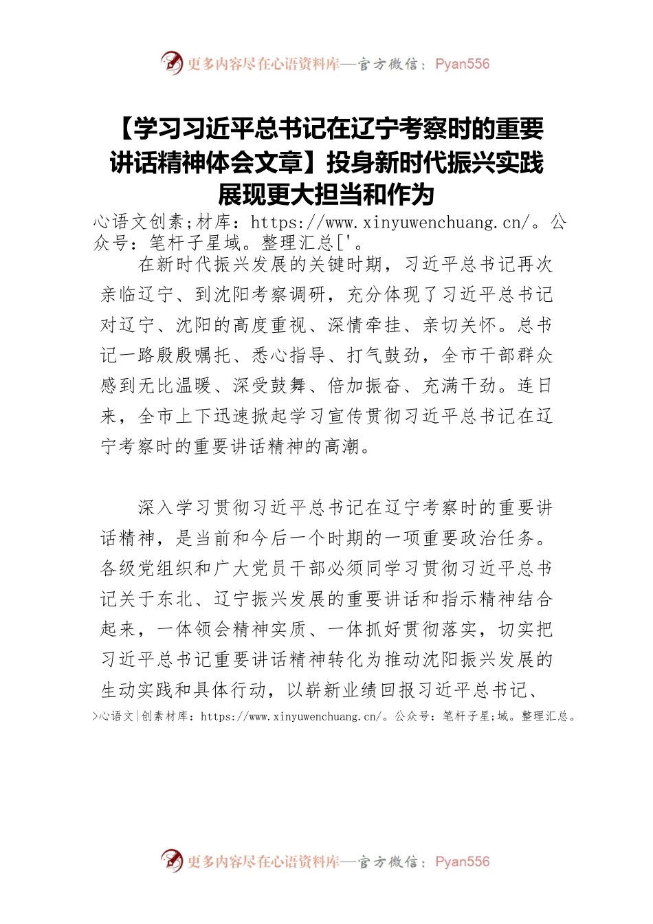 【学习习近平总书记在辽宁考察时的重要讲话精神体会文章】投身新时代振兴实践 展现更大担当和作为.docx_第1页