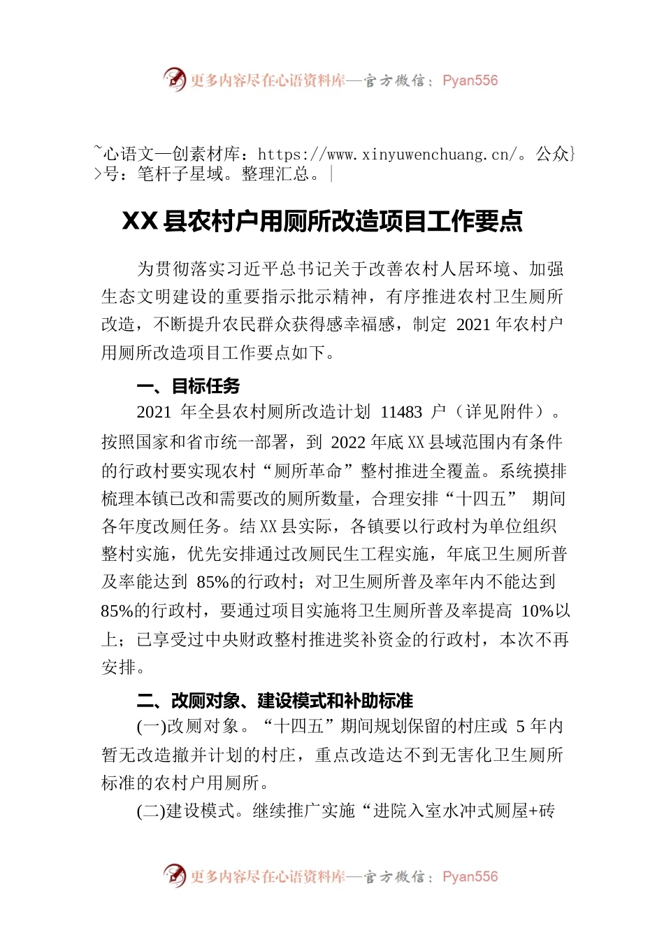 X县农村户用厕所改造项目工作要点.docx_第1页