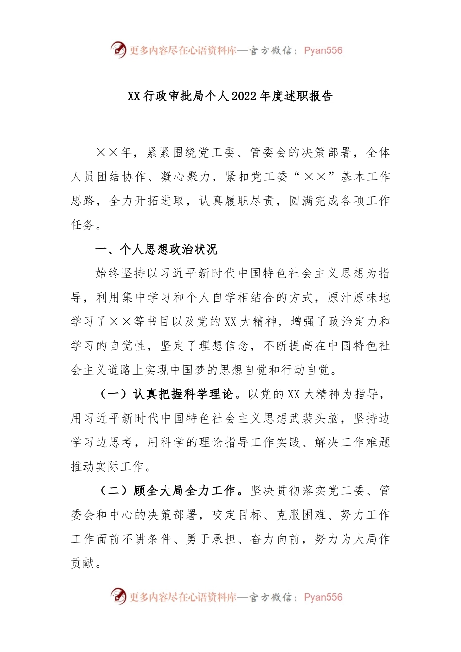 XX行政审批局个人2022年度述职报告.docx_第1页