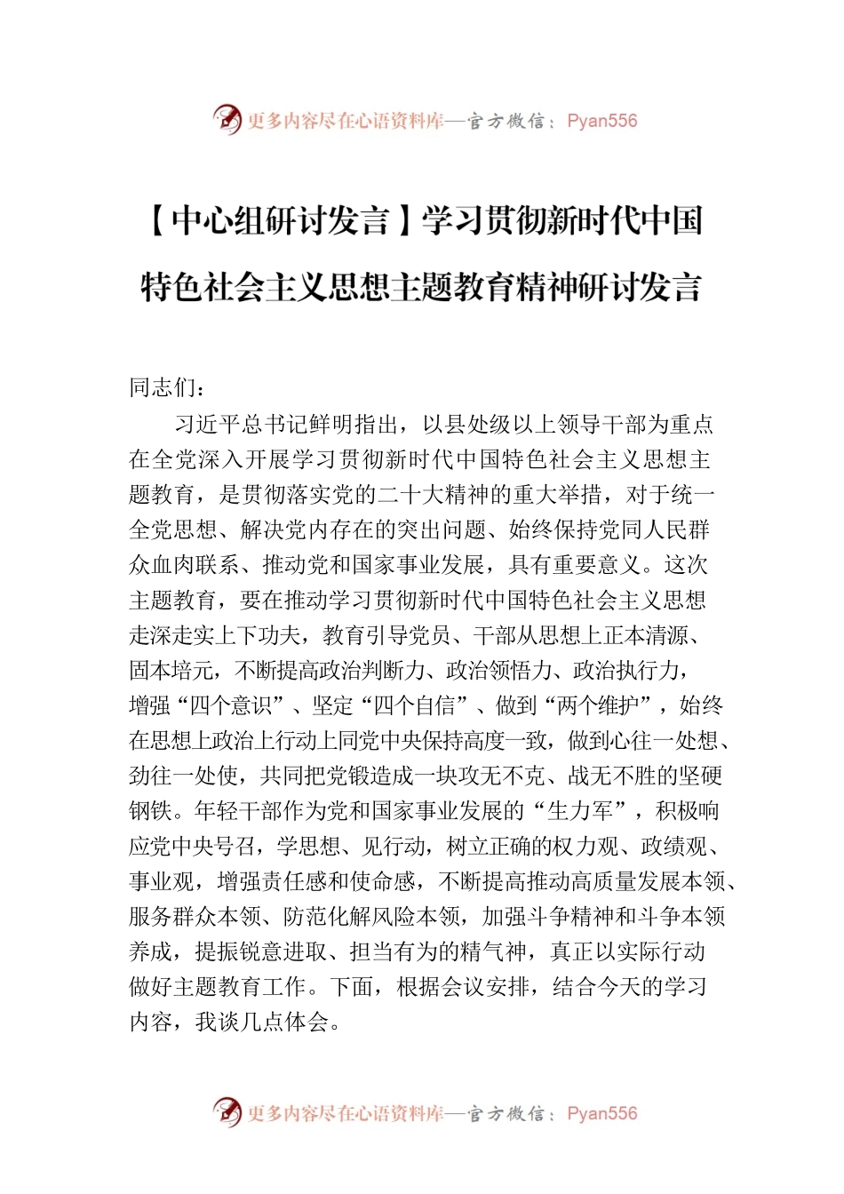 【中心组研讨发言】学习贯彻新时代中国特色社会主义思想主题教育精神研讨发言.docx_第1页
