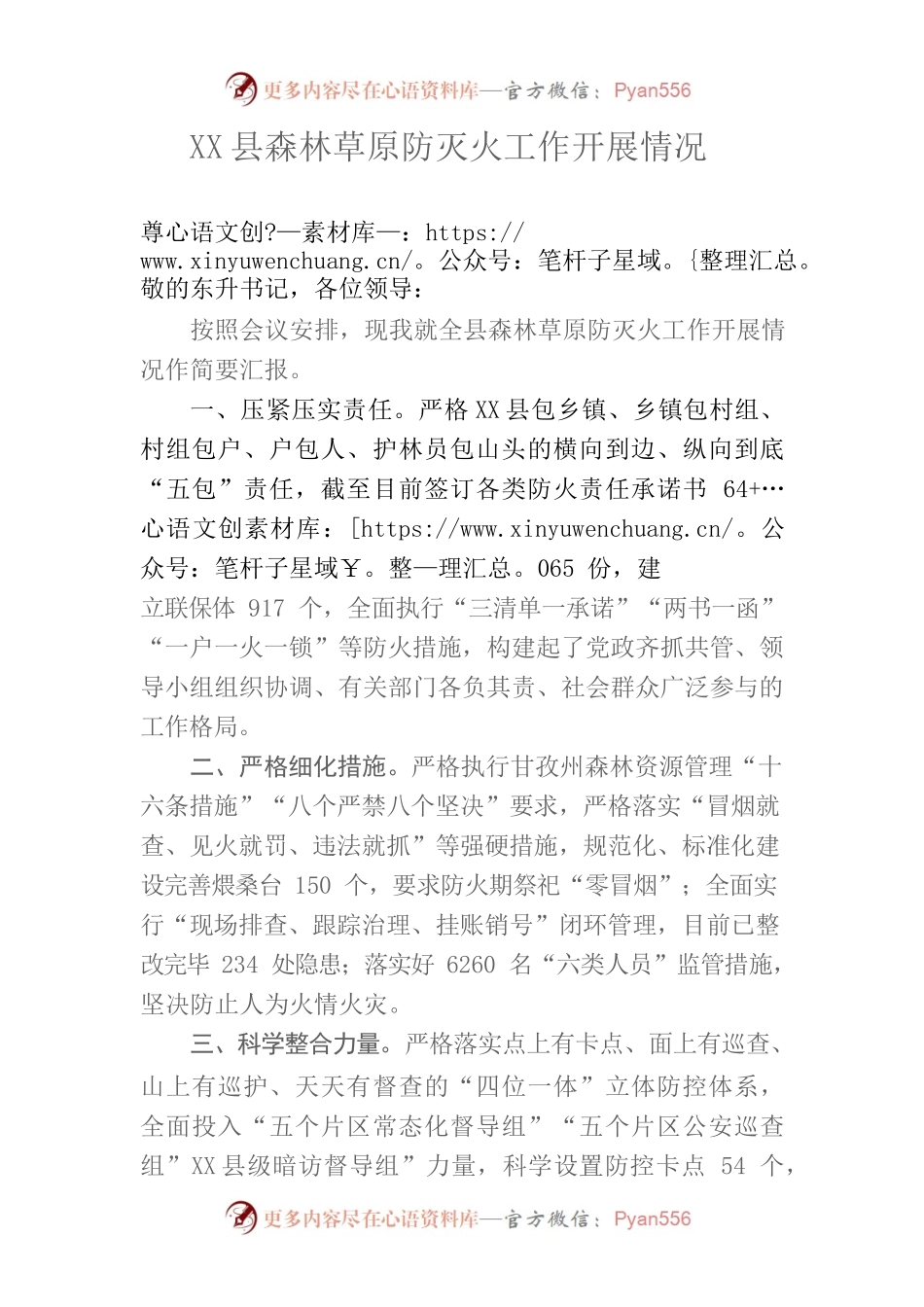 X县森林草原防灭火工作汇报材料.docx_第1页