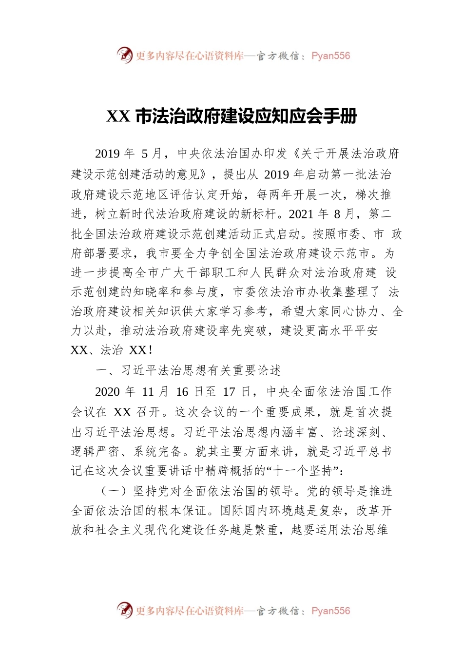 XX市法治政府建设应知应会手册.docx_第1页