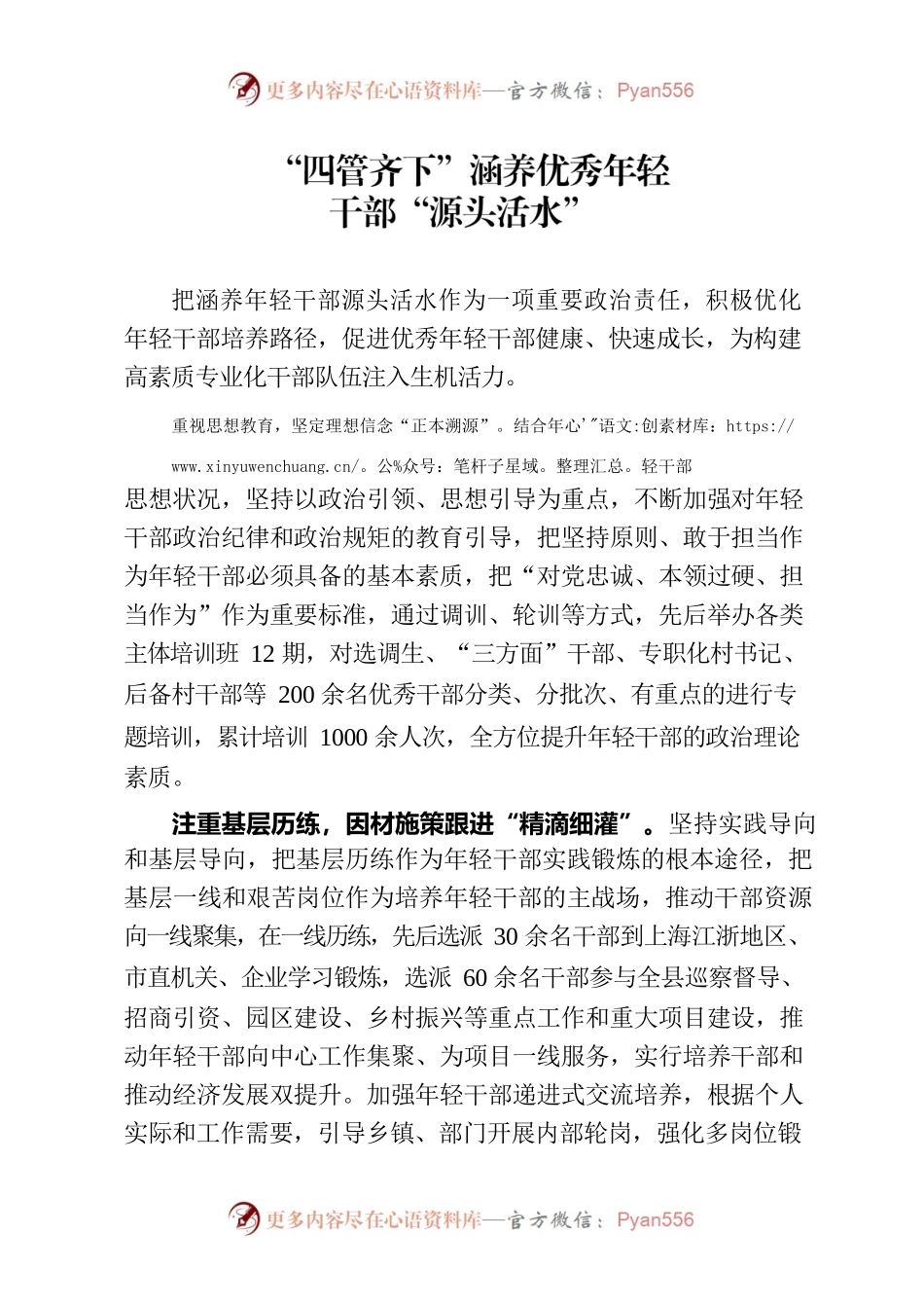 “四管齐下”涵养优秀年轻干部“源头活水”（干部工作）.docx_第1页