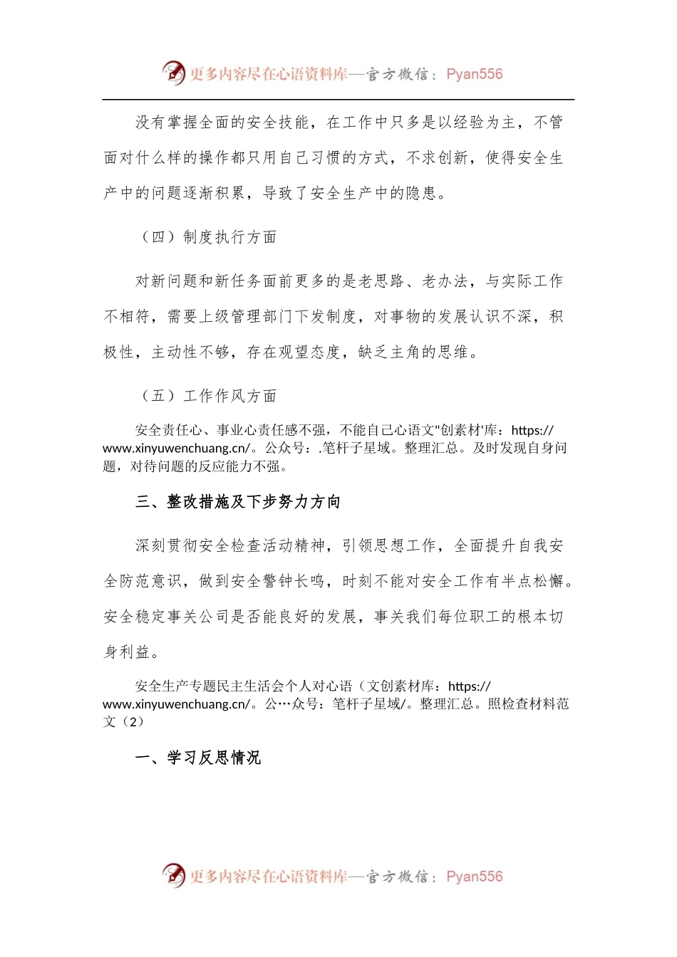 [2篇]安全生产个人对照检查发言提纲范文.docx_第2页