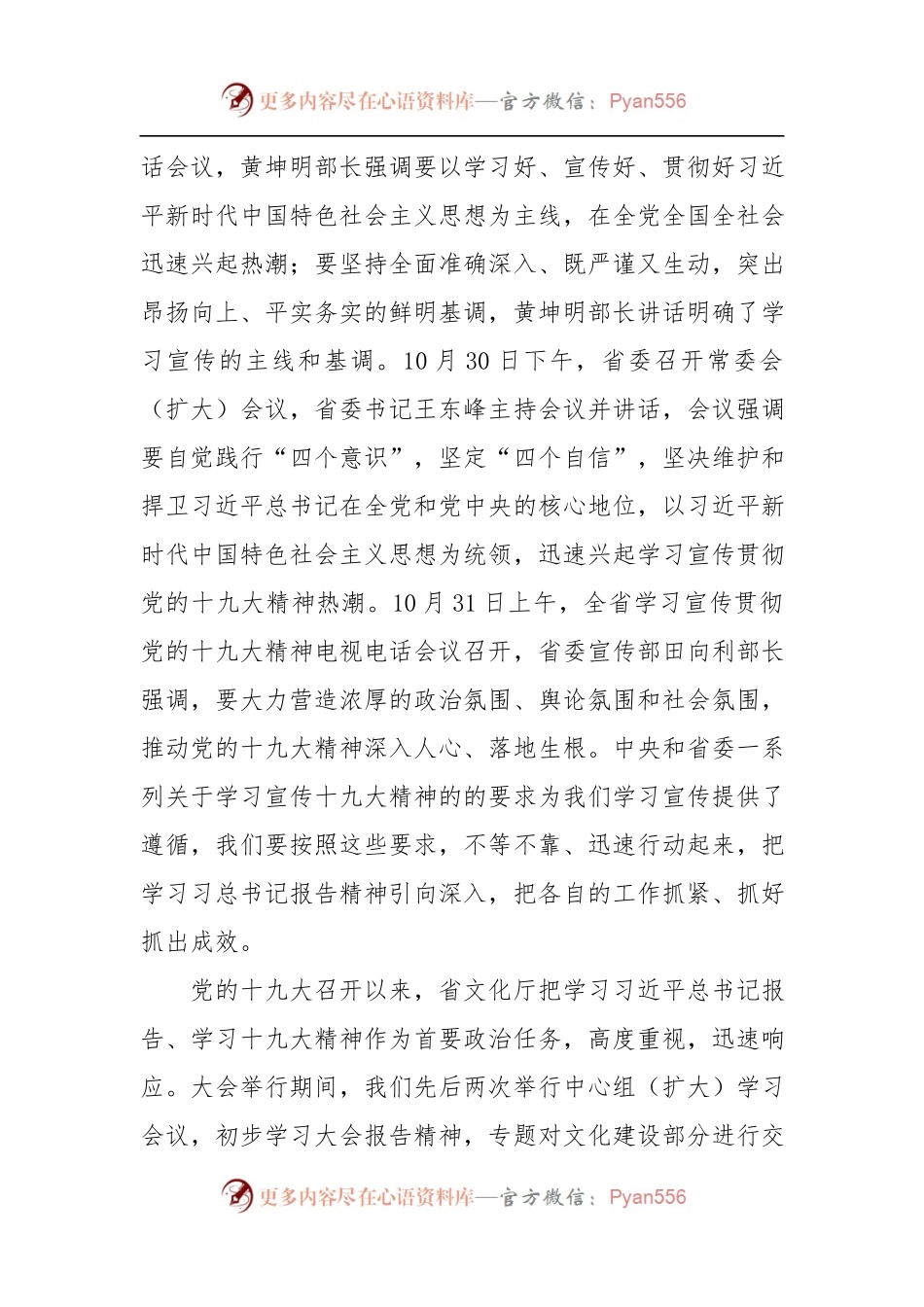 [部署会议讲话]在文化系统学习宣传贯彻党的十九大精神报告会上的讲话.docx_第2页