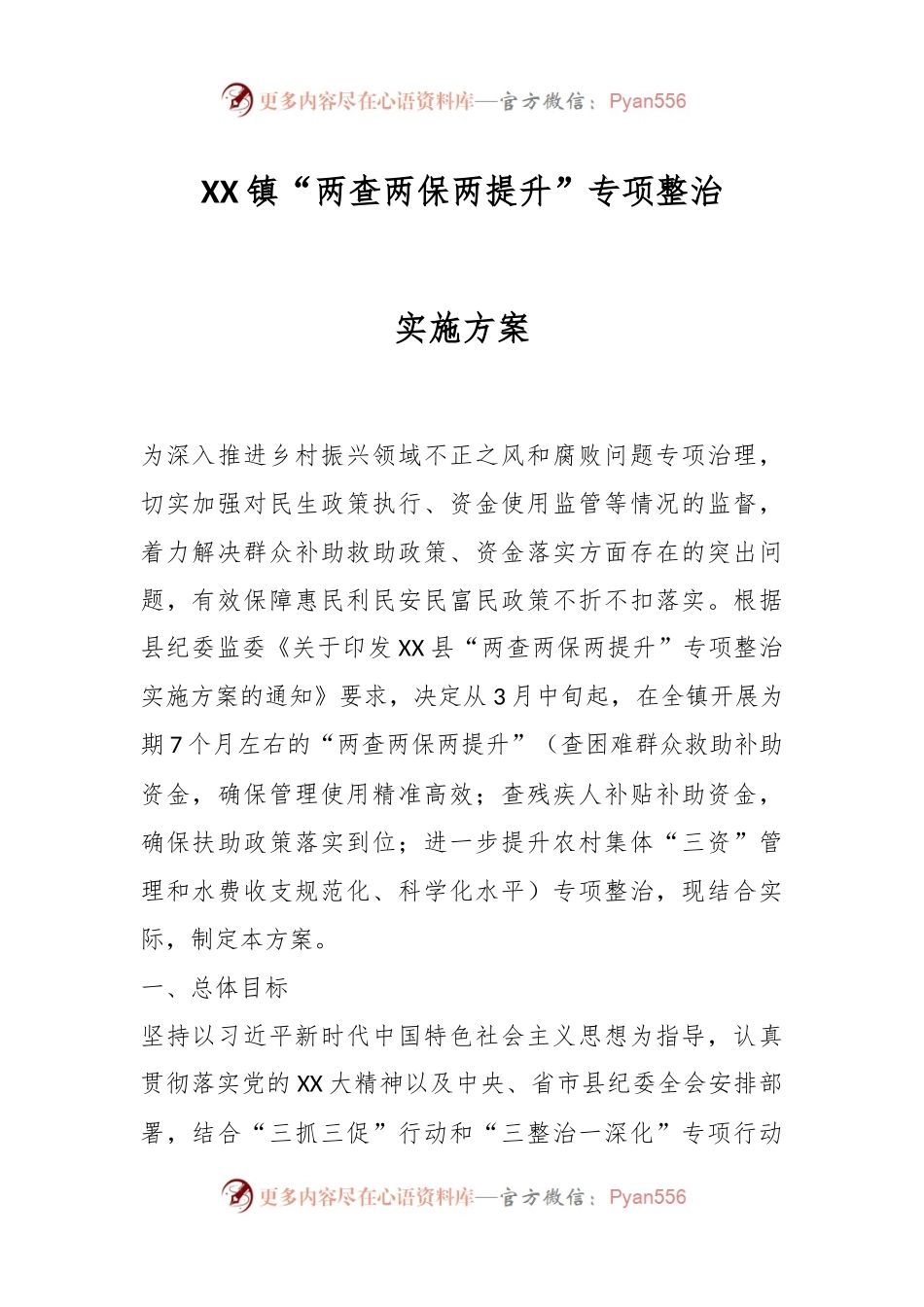 XX镇“两查两保两提升”专项整治实施方案.docx_第1页