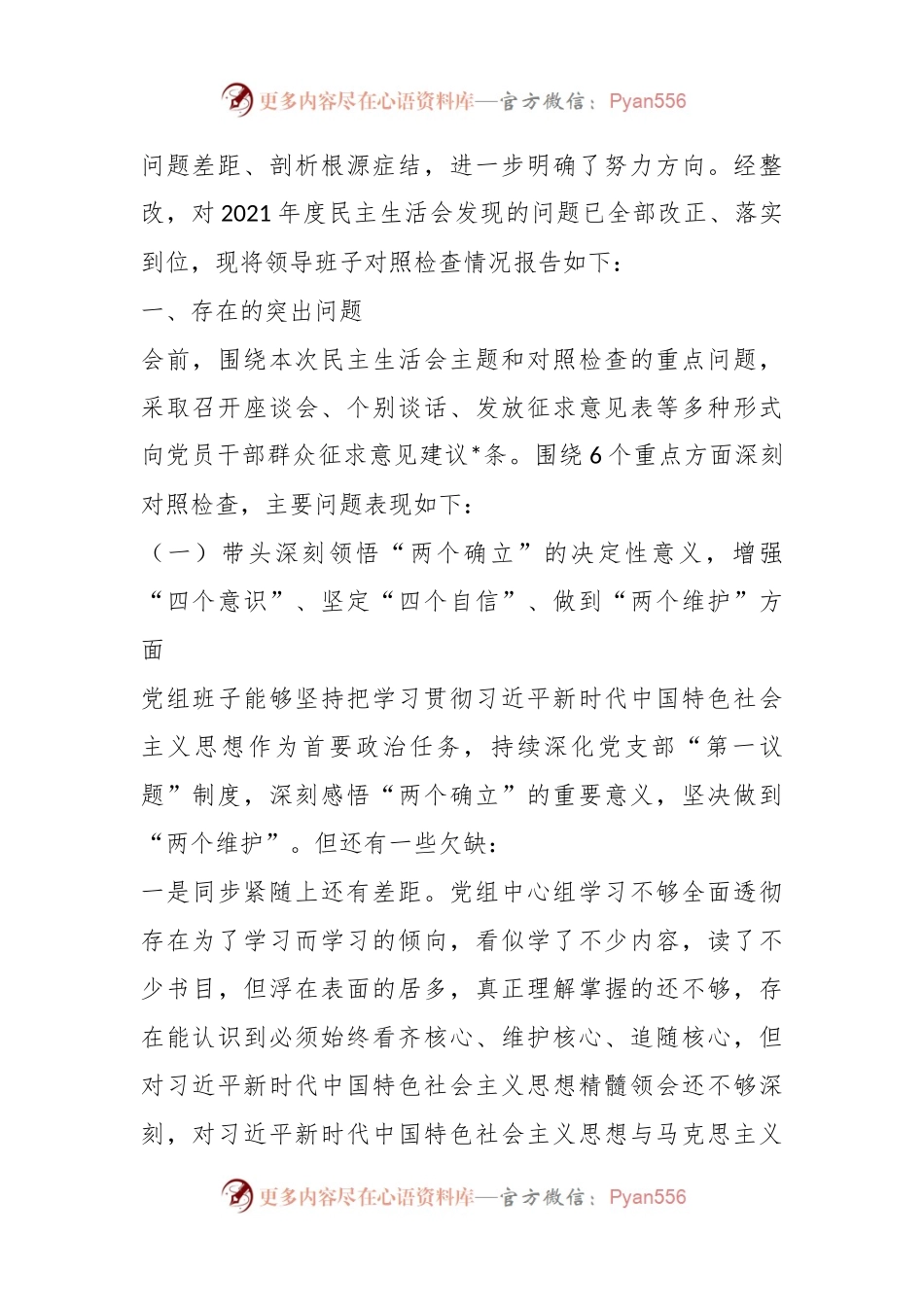 X区投资促进中心党组上年度民主生活会上的对照检查材料.docx_第2页