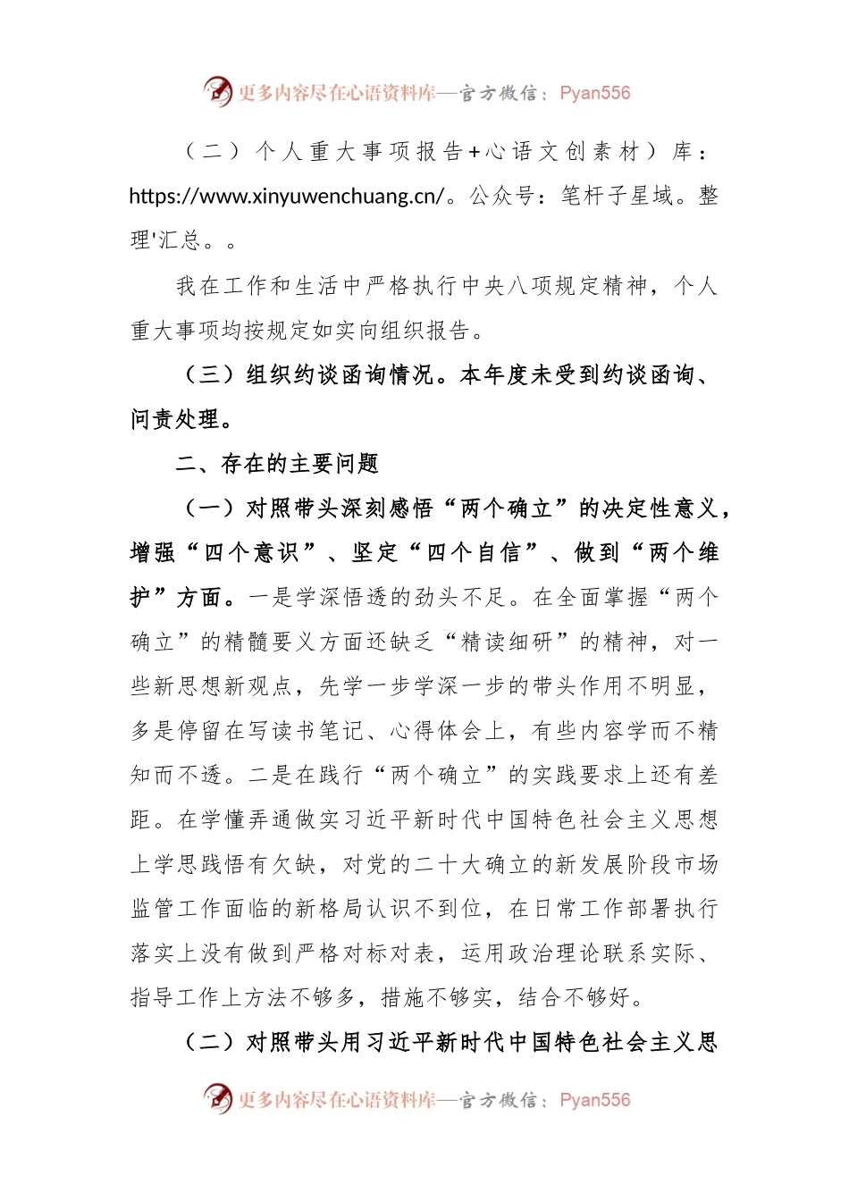 X市场监管局2022年度领导干部民主生活会个人发言提纲.docx_第2页