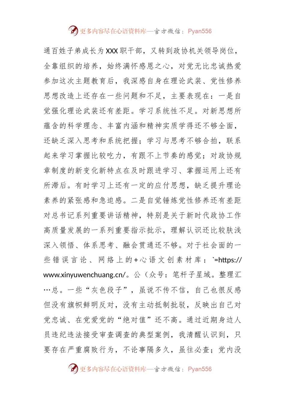 XX市政协党组成员主题教育民主生活会个人对照检查材料.docx_第2页