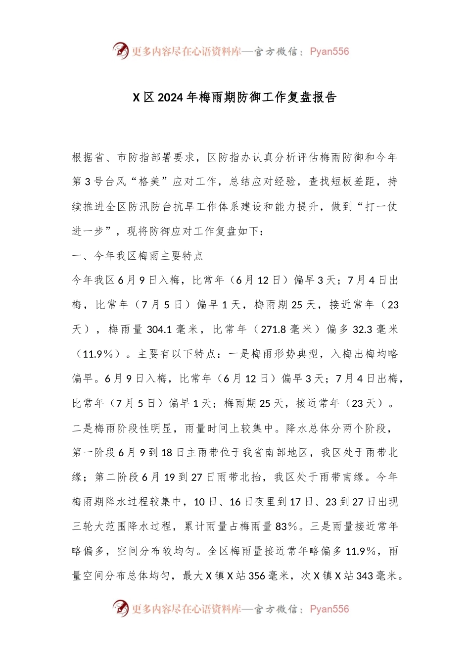 X区2024年梅雨期防御工作复盘报告.docx_第1页