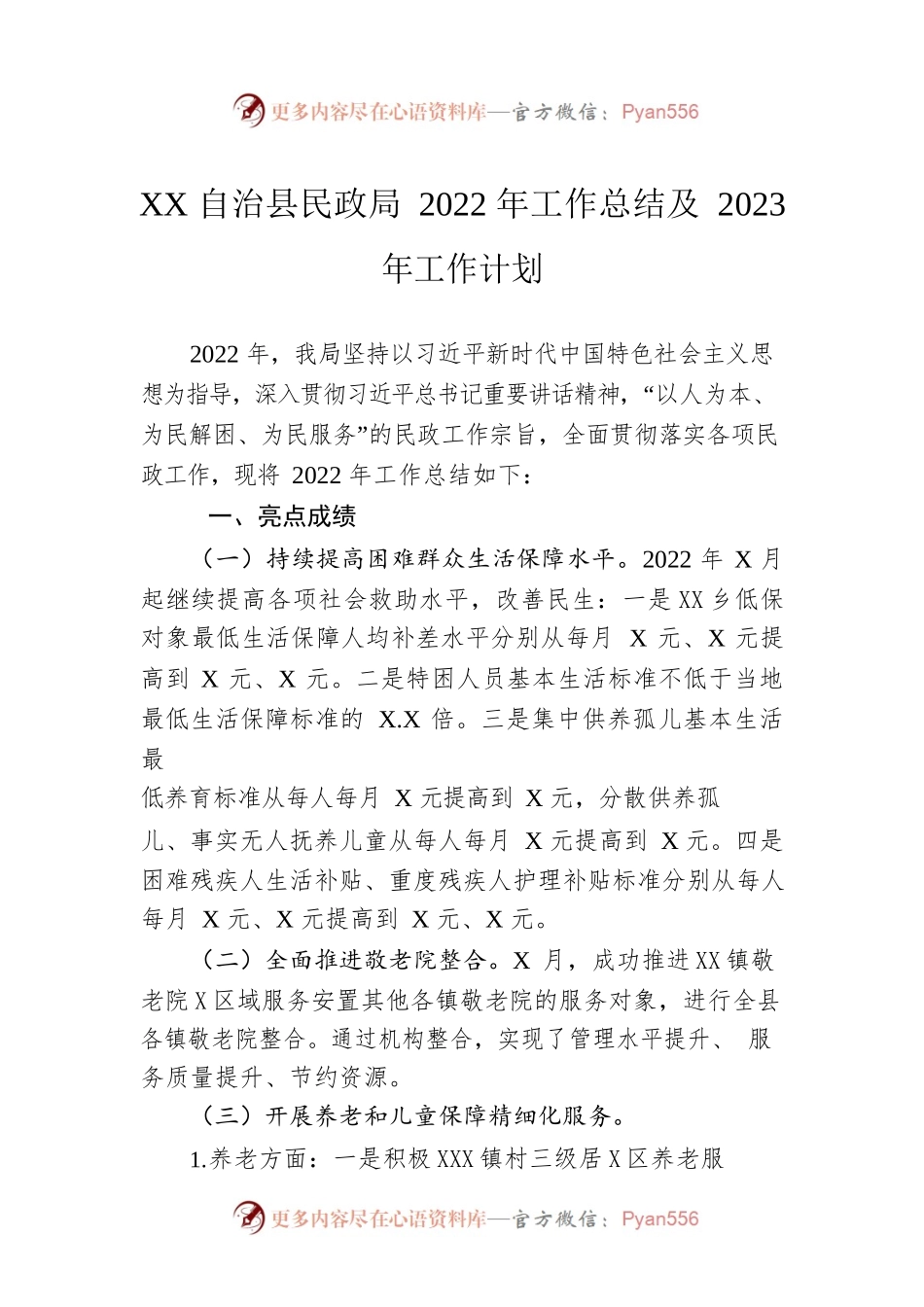 XX自治县民政局2022年工作总结及2023年工作计划.docx_第1页