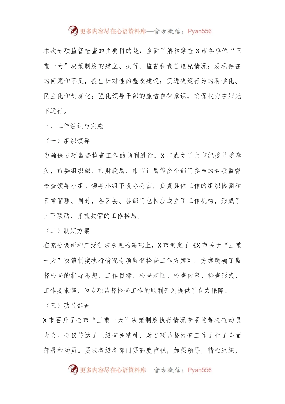 X市关于“三重一大”决策制度执行情况专项监督检查工作总结.docx_第2页