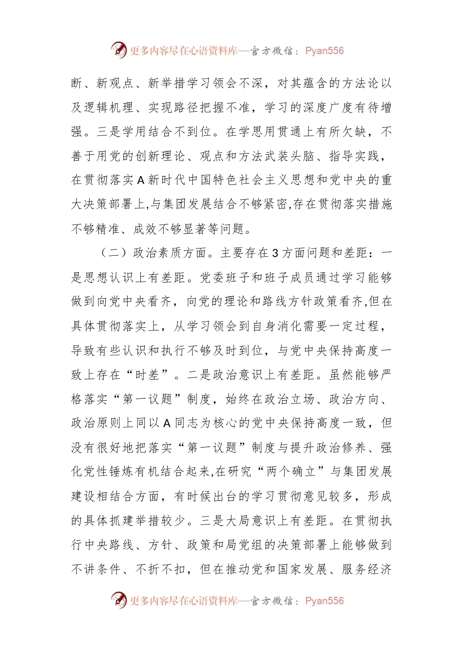 XX集团党委2023年度主题教育专题民主生活会对照检查材料.docx_第2页