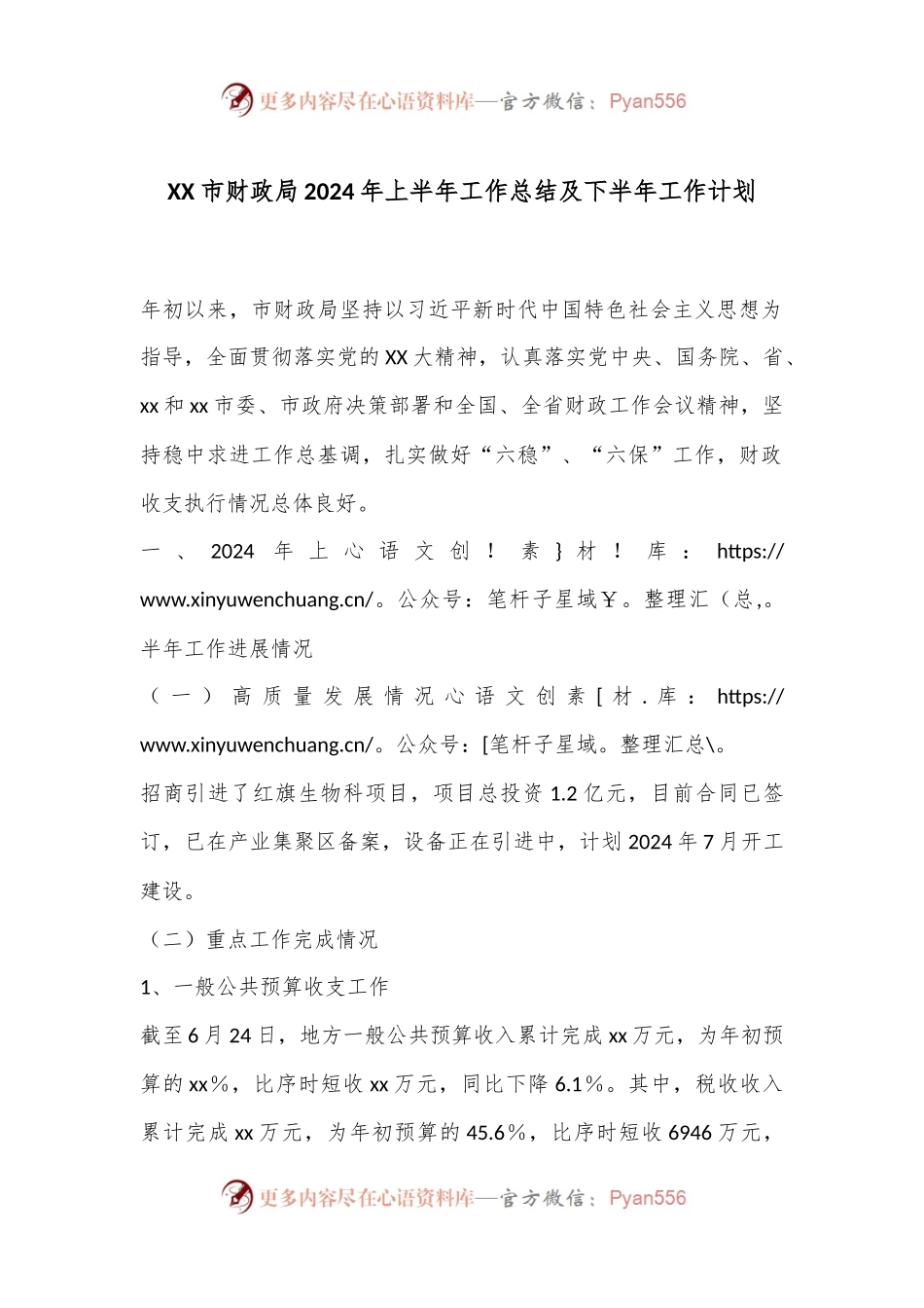 XX市财政局2024年上半年工作总结及下半年工作计划.docx_第1页