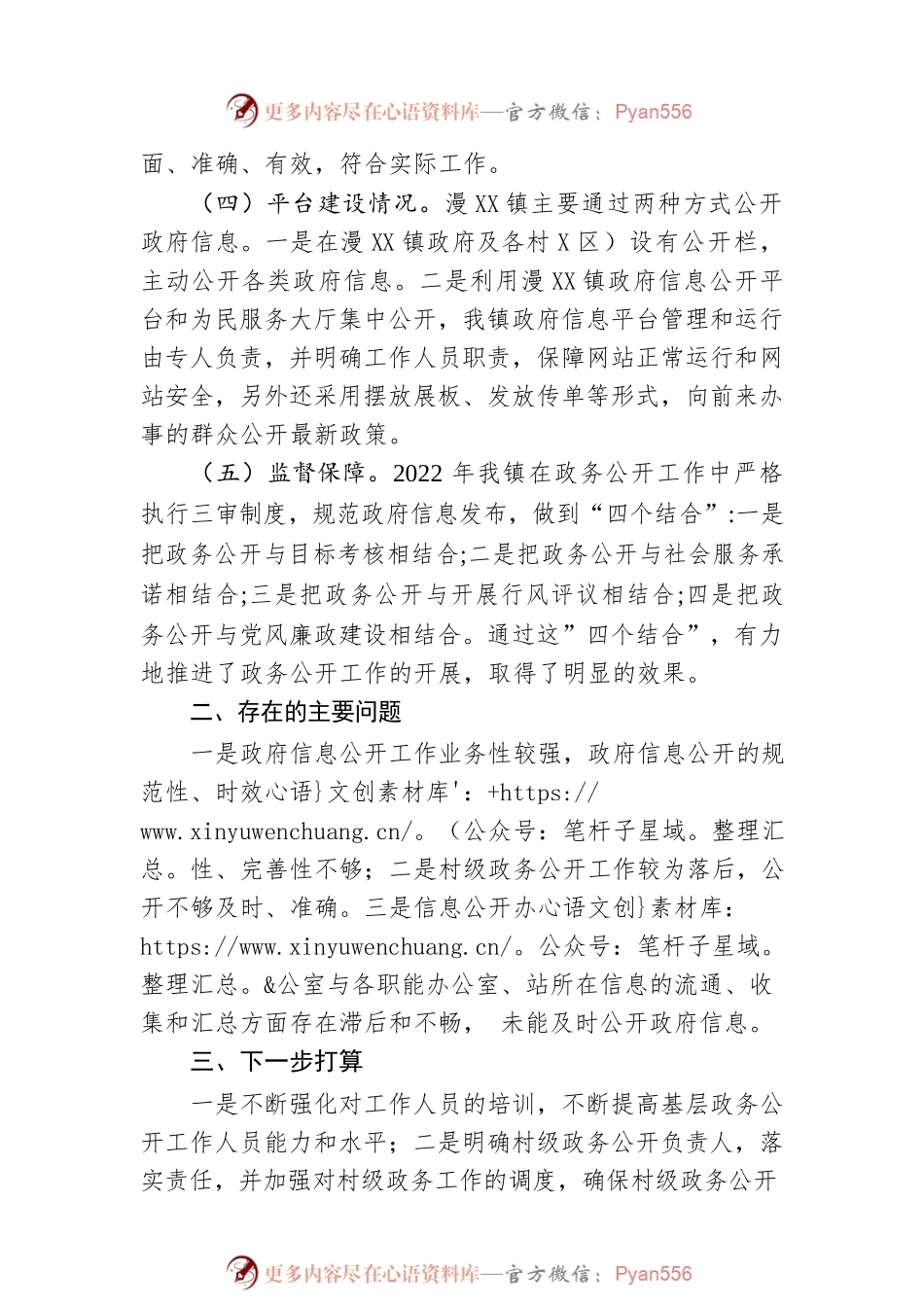 X县漫水河镇2022年度政务公开工作总结（20221220）.docx_第2页