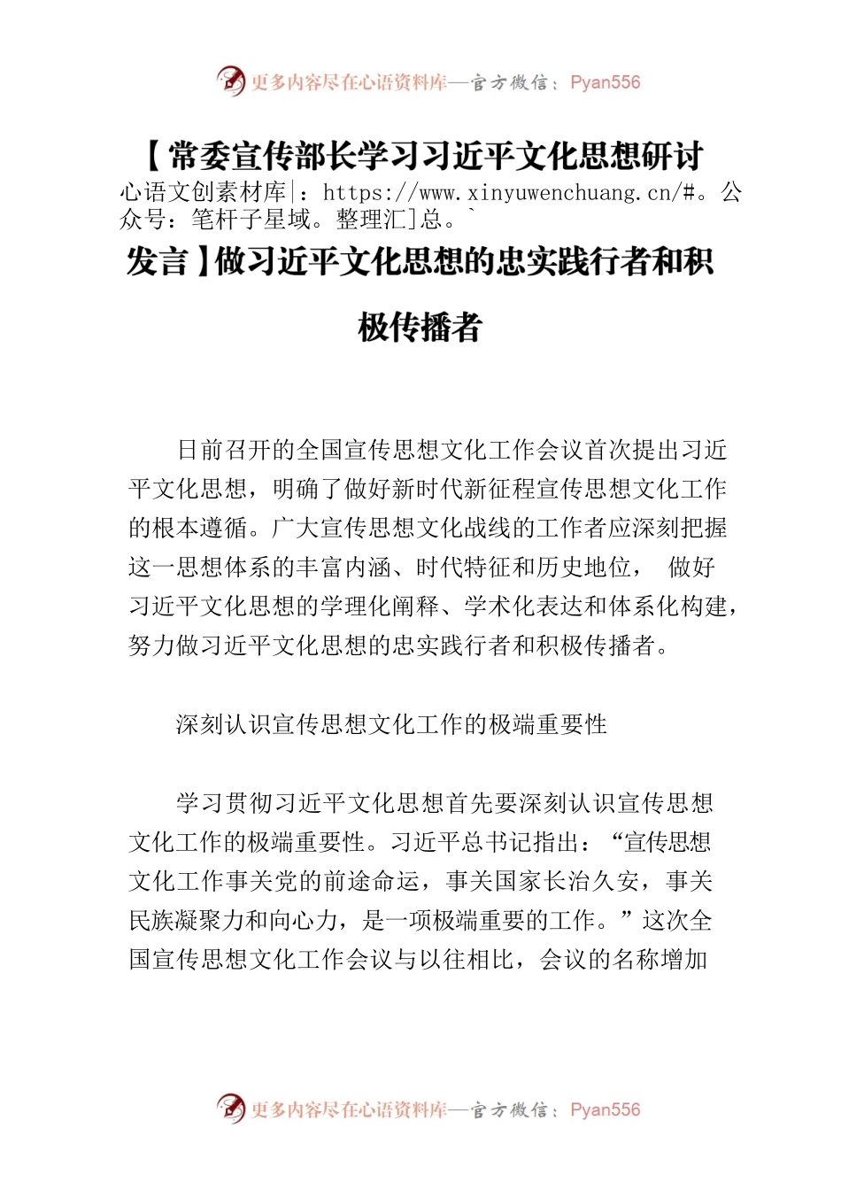 【常委宣传部长学习习近平文化思想研讨发言】做习近平文化思想的忠实践行者和积极传播者.docx_第1页