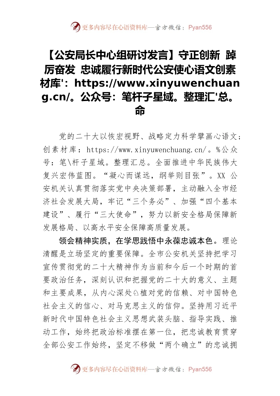 【公安局长中心组研讨发言】守正创新 踔厉奋发 忠诚履行新时代公安使命.docx_第1页