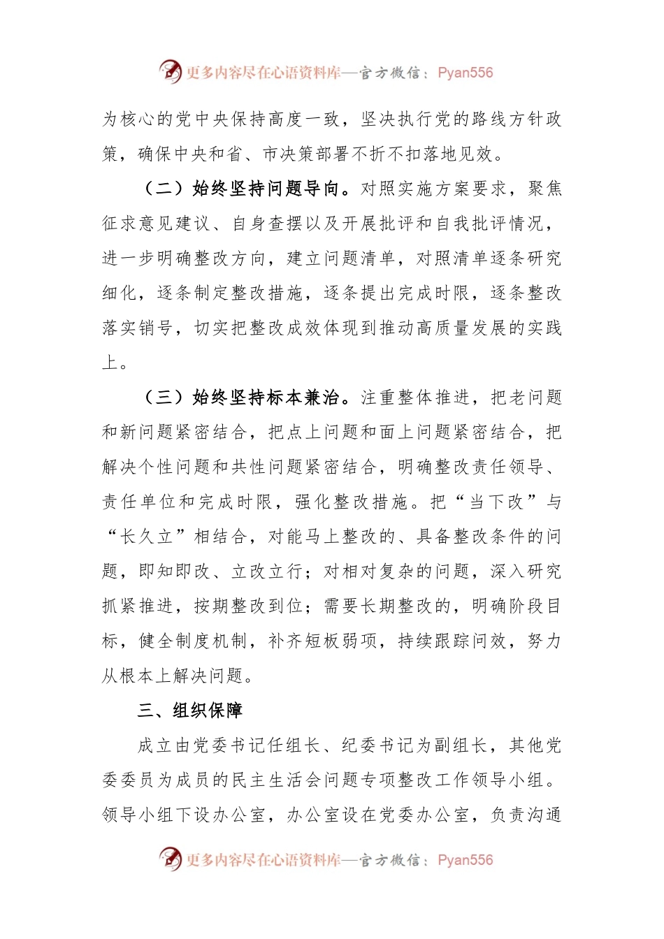 XX集团公司2022年度党员领导干部民主生活会整改工作方案.docx_第2页