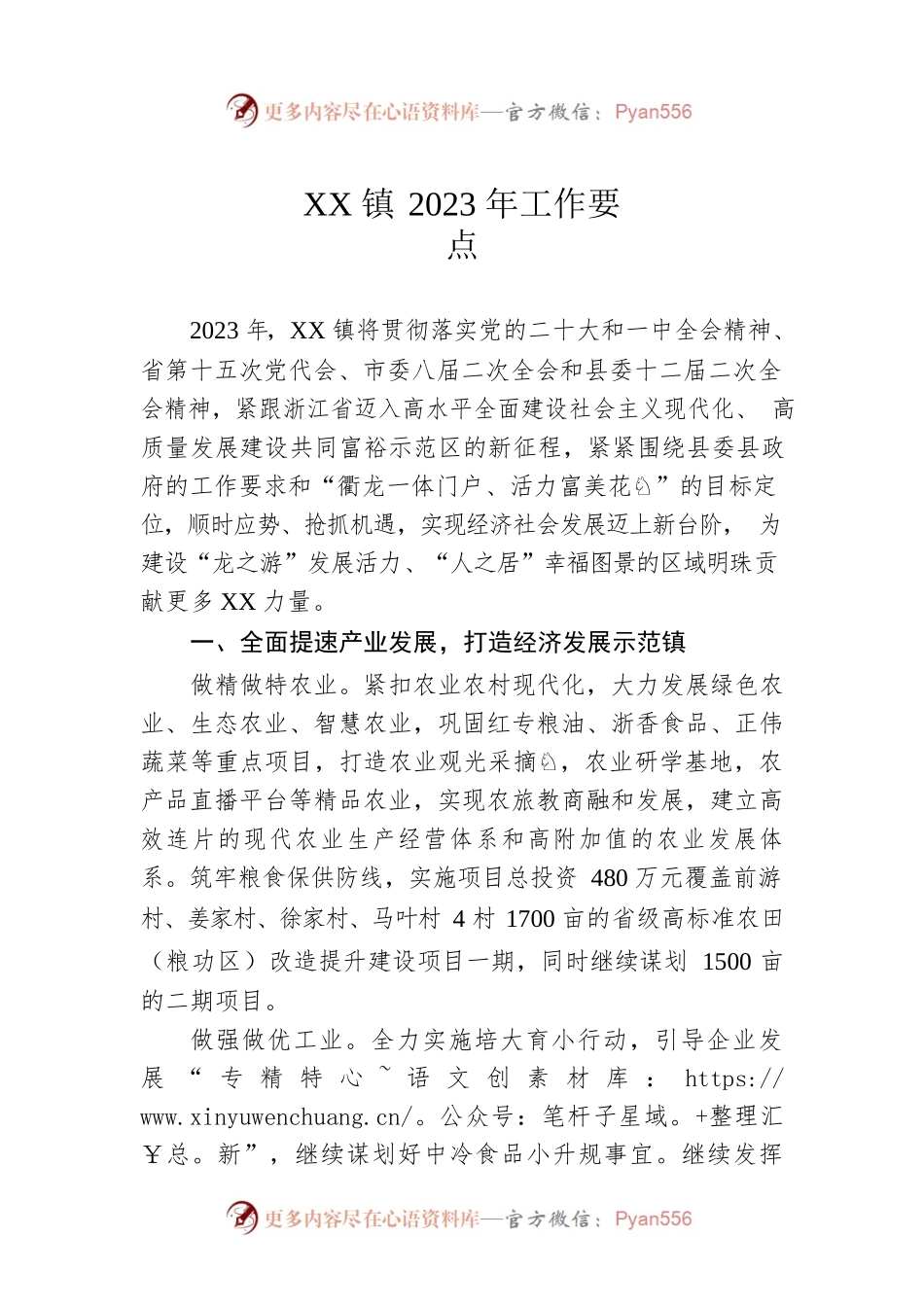 XX镇2023年工作要点.docx_第1页