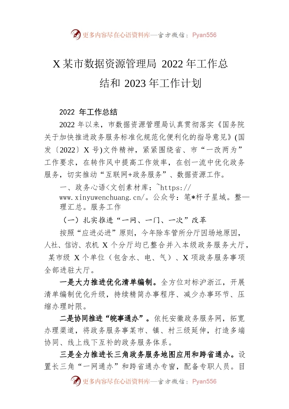 XX市数据资源管理局2022年工作总结（20221118）.docx_第1页