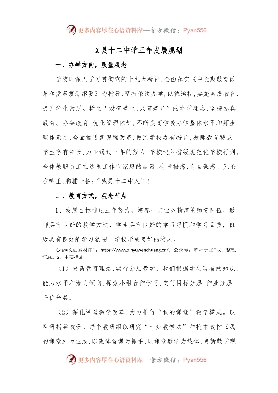 X县十二中学三年发展规划.docx_第1页