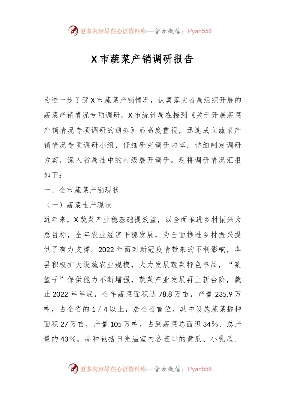 X市蔬菜产销调研报告.docx_第1页