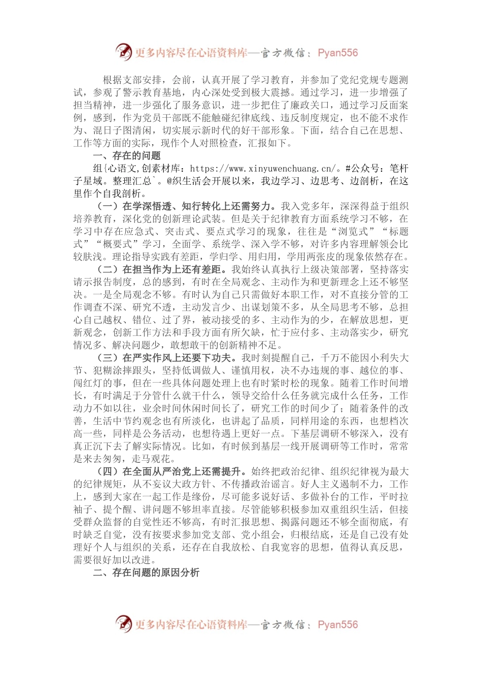 “严守纪律规矩加强作风建设”专题组织生活会个人对照检查材料.docx_第1页