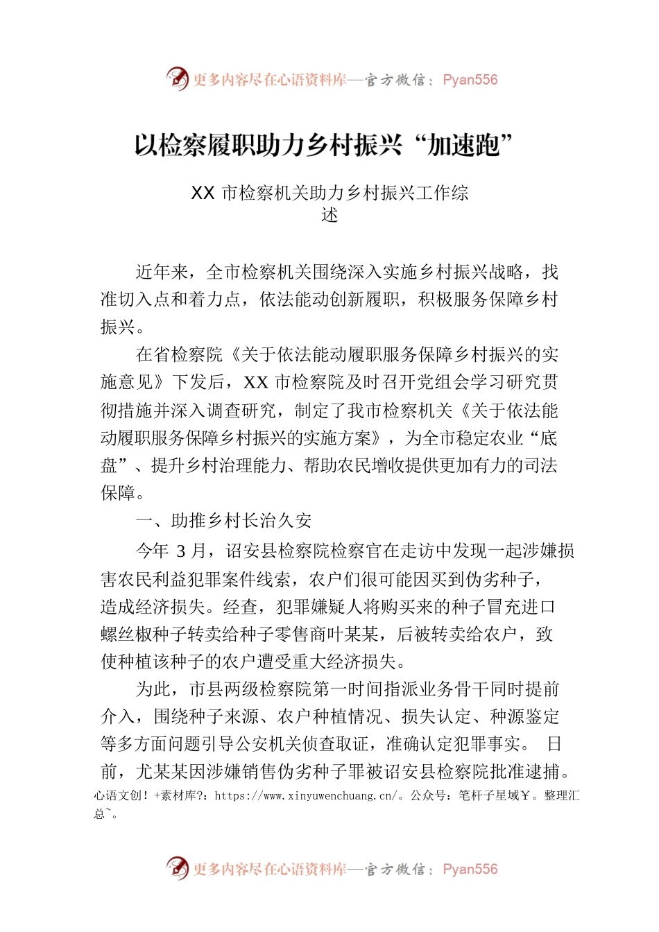 XX市检察机关助力乡村振兴工作综述.docx_第1页
