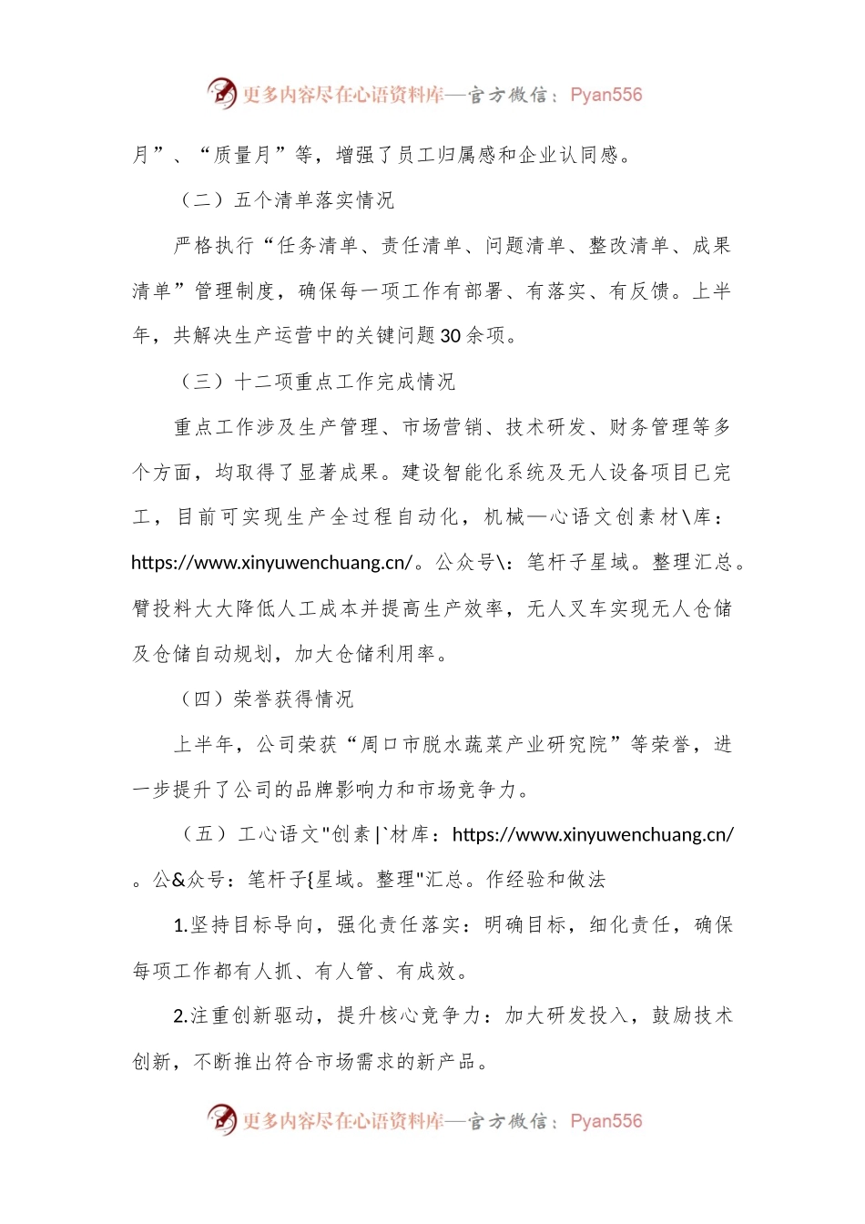 XX有限公司2024年上半年工作进展总结及下半年工作计划.docx_第2页