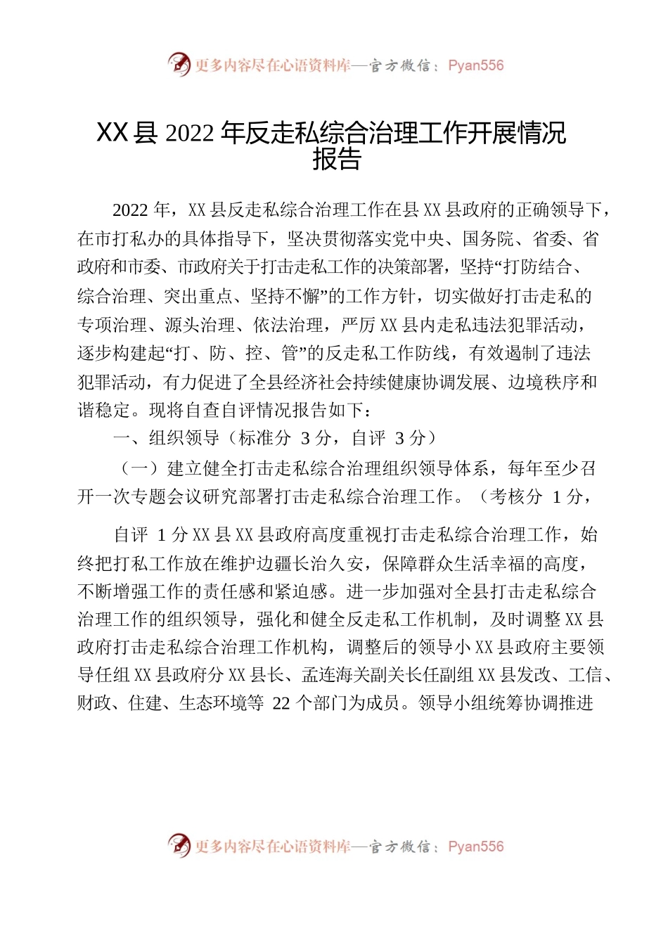 X县2022年反走私综合治理工作开展情况报告.docx_第1页