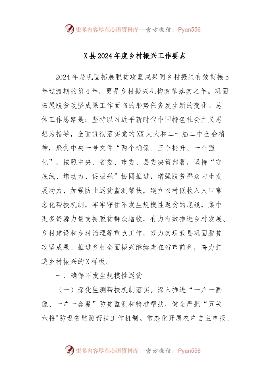 X县2024年度乡村振兴工作要点.docx_第1页