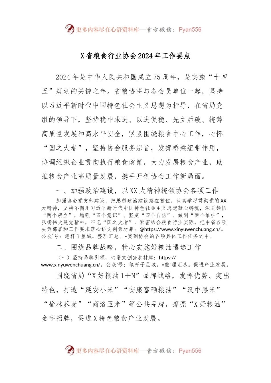 X省粮食行业协会2024年工作要点.docx_第1页