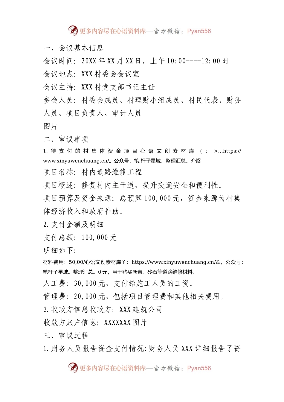 X村集体资金支付审议会议记录.docx_第1页
