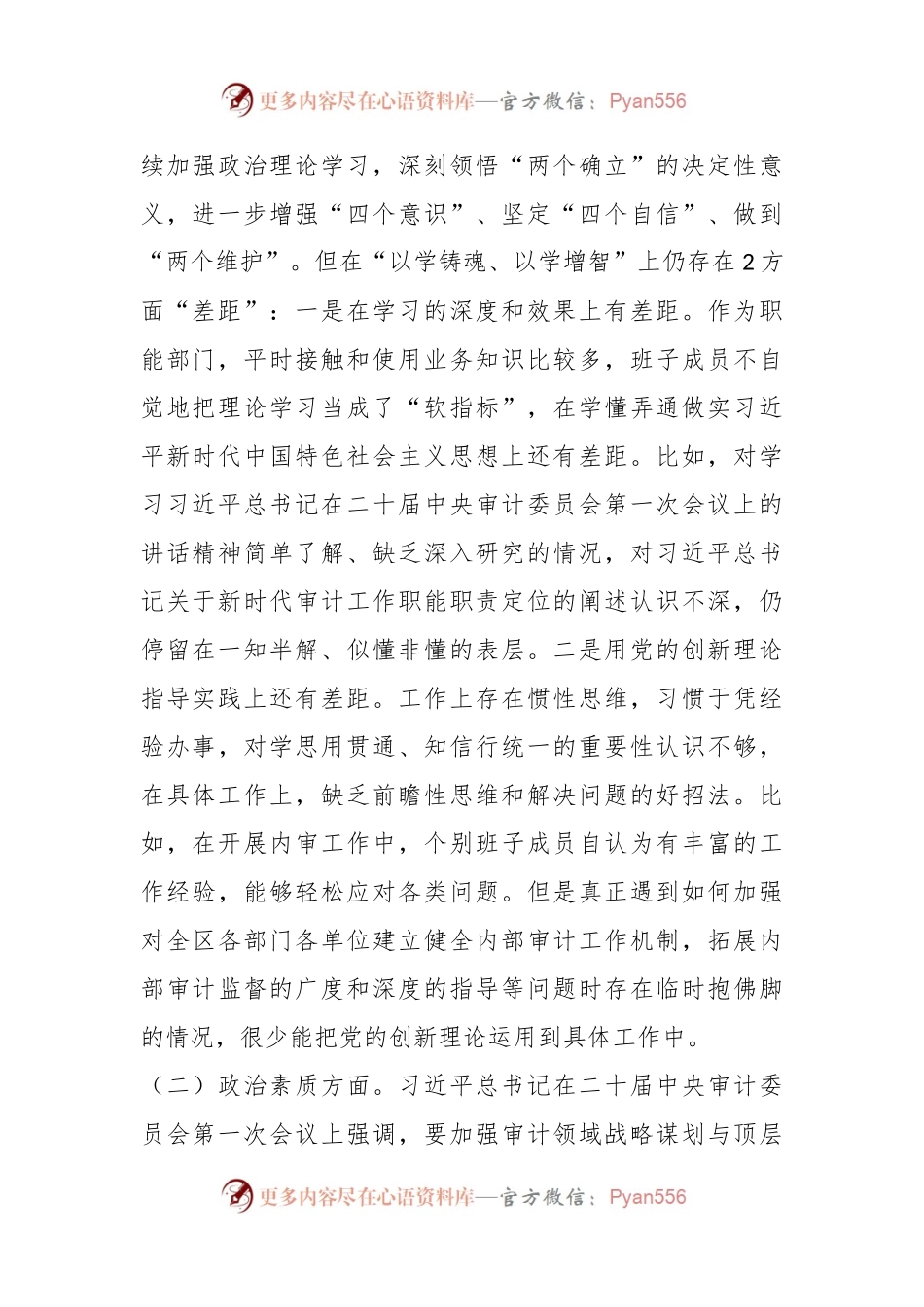 X审计局党组主题教育民主生活会对照检查材料.docx_第2页