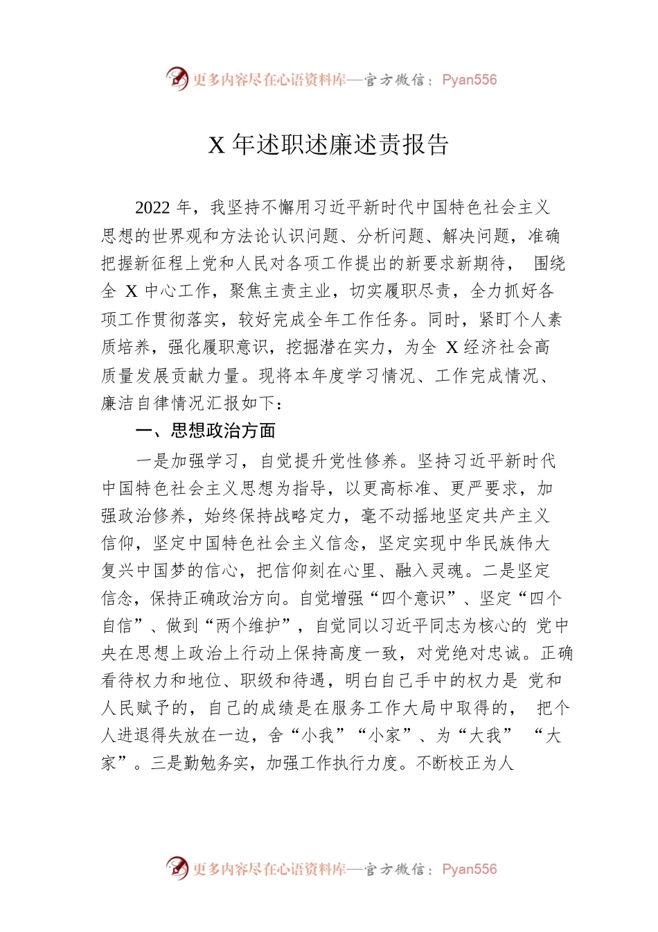 X年述职述廉述责报告.docx_第1页