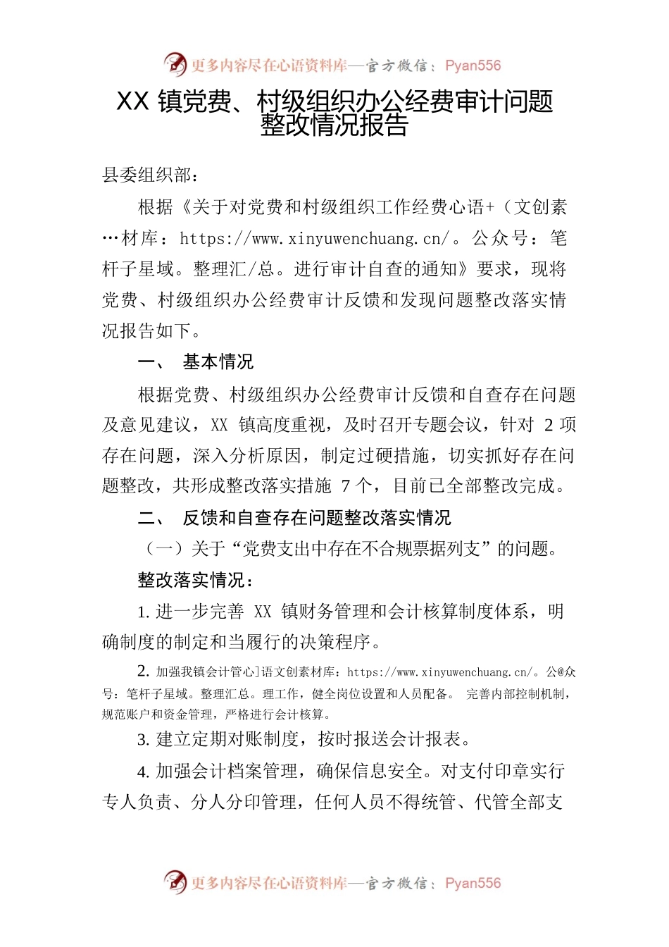 XX镇党费、村级组织办公经费审计问题.docx_第1页