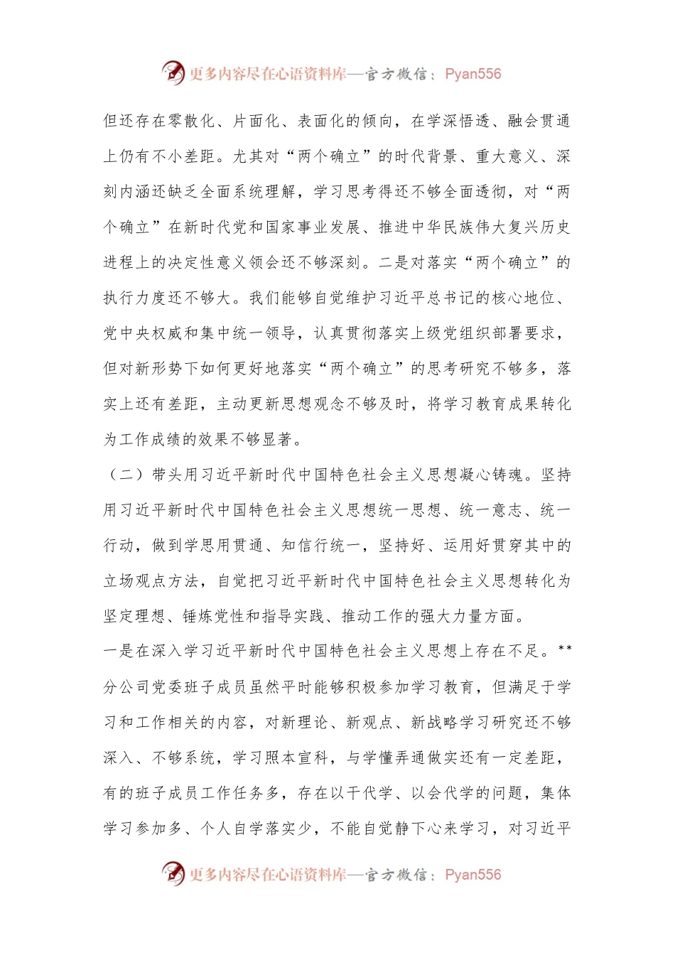XX新华书店分公司党委2022年度民主生活会班子对照检查材料.docx_第2页