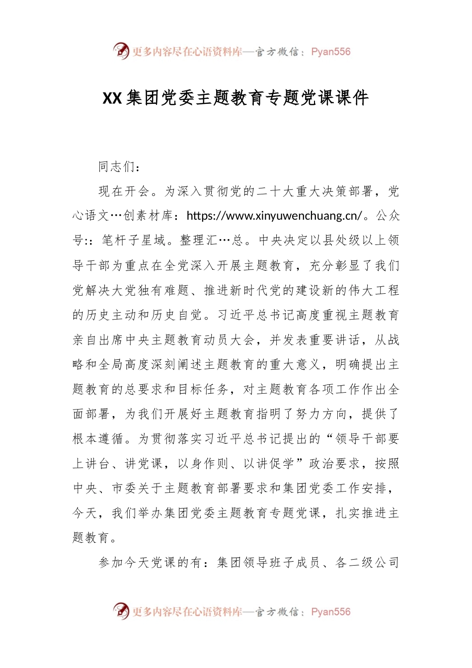 XX集团党委主题教育专题党课课件.docx_第1页