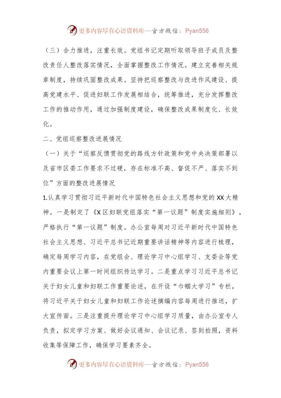 X区妇女联合会党组关于巡察整改进展情况的报告.docx_第2页