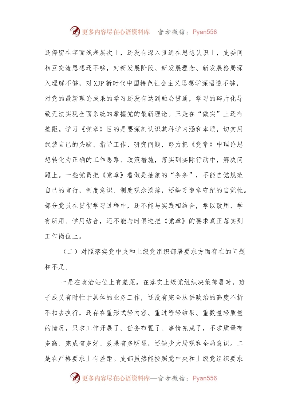 ××党支部委员会2021年度组织生活会班子对照发言材料.docx_第2页