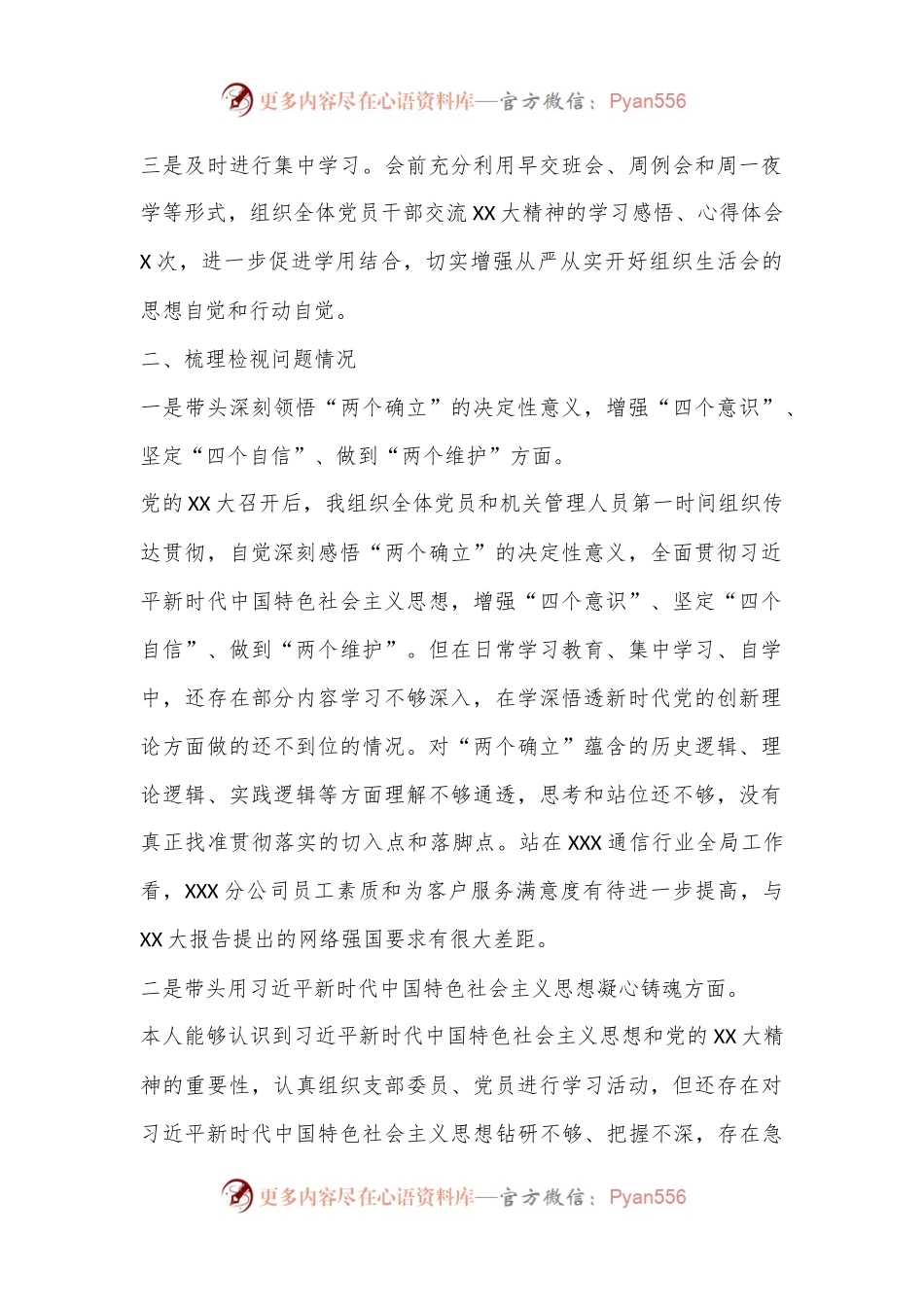 XX通信国企领导班子2022年度组织生活会个人对照检视材料.docx_第2页