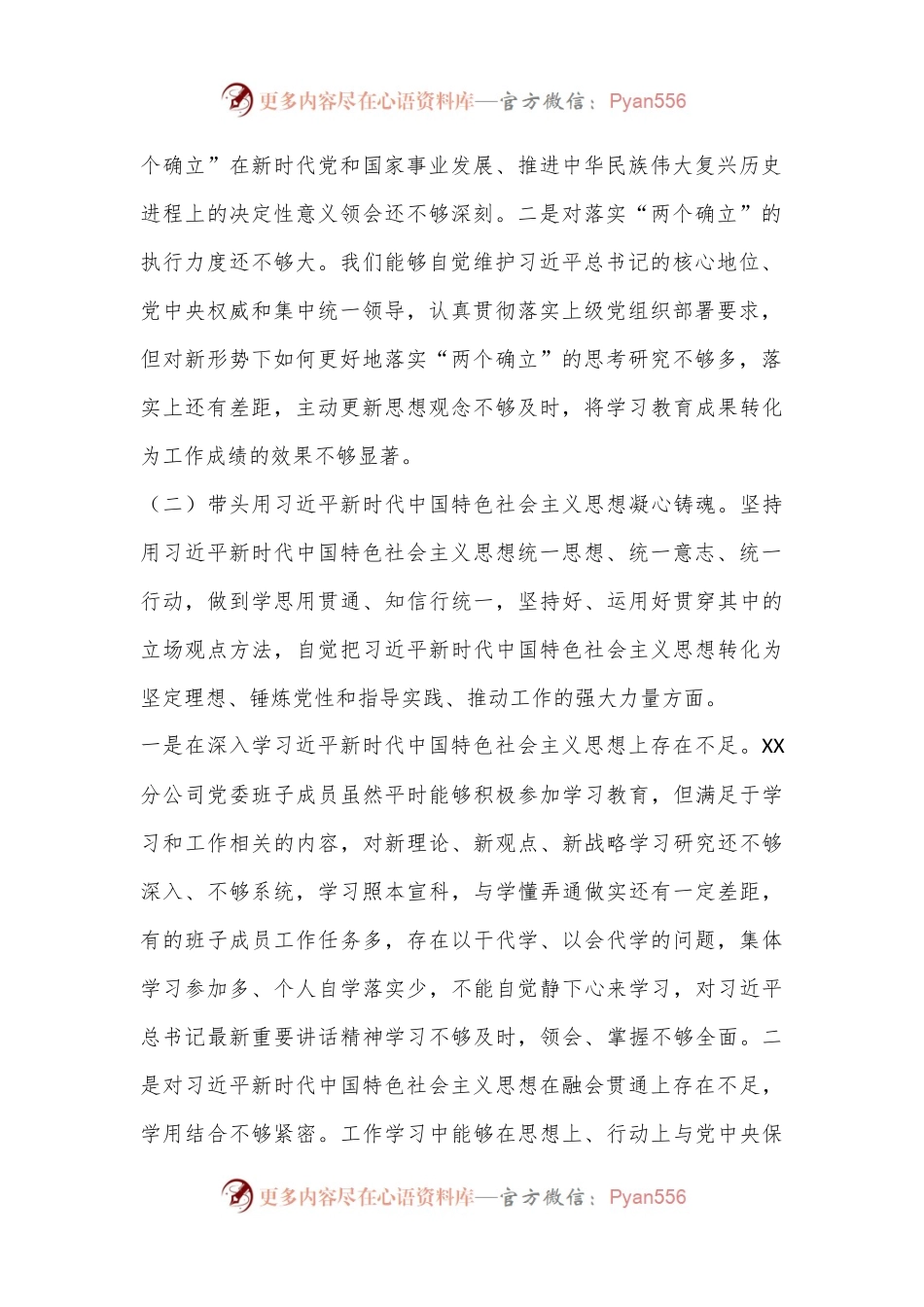 XX集团公司党委2023年生活会对照检查材料（领导班子）.docx_第2页