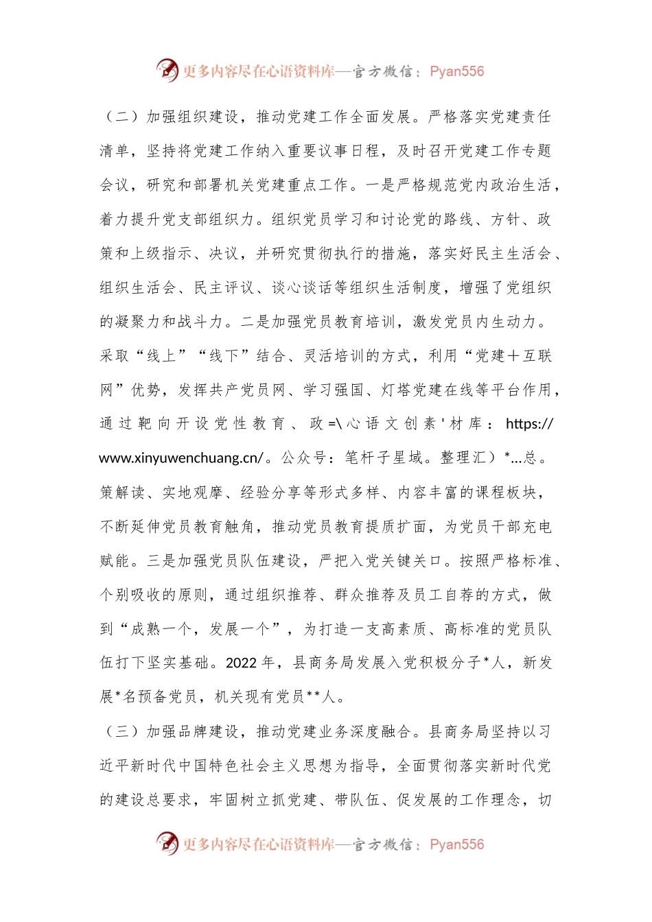 X县商务局2022年党建工作总结和2023年党建工作计划.docx_第2页